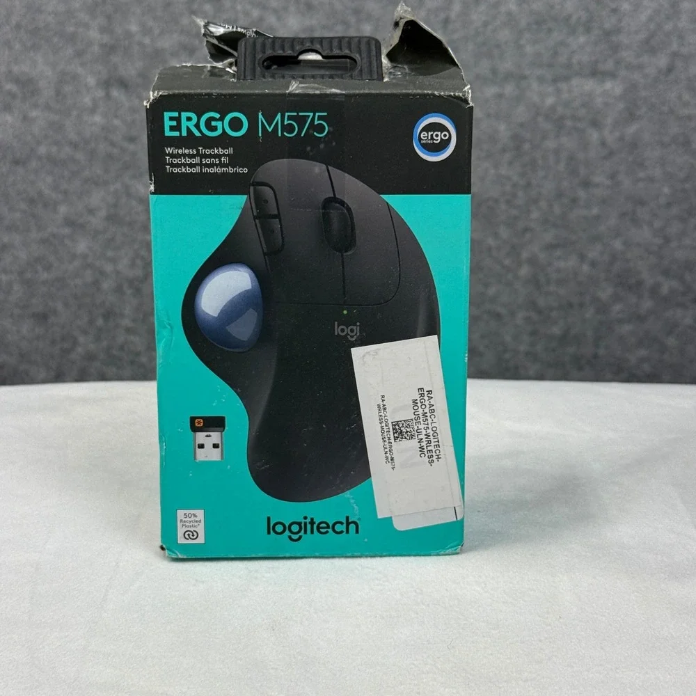 Logitech ERGO M575 Wireless Trackball Mouse Bluetooth USB Graphite 910-005869
